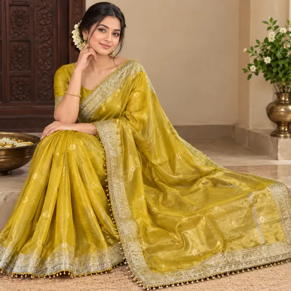 Mustard_Viral_Ghungroo_Tissue_Silk_Banarasi_Saree