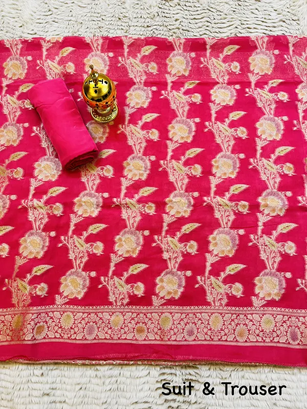 Rani_Pink_Banarasi_Georgette_Silk_Unstitched_Suit_Set_For_Women