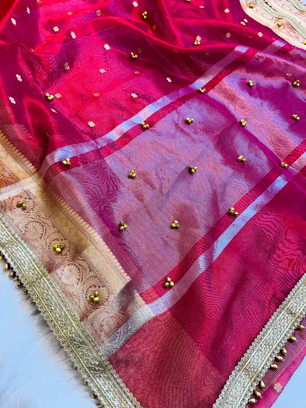 Blood_Red_Viral_Ghungroo_Tissue_Silk_Banarasi_Saree