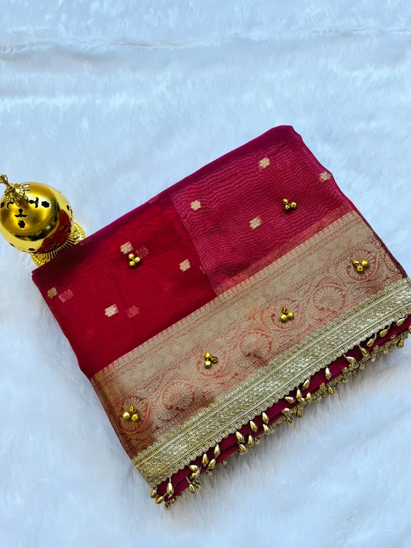 Blood_Red_Viral_Ghungroo_Tissue_Silk_Banarasi_Saree