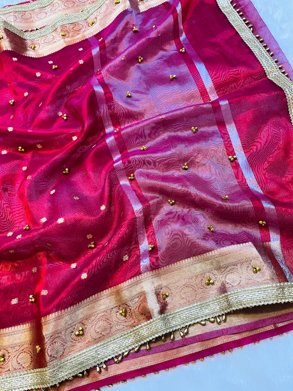 Blood_Red_Viral_Ghungroo_Tissue_Silk_Banarasi_Saree