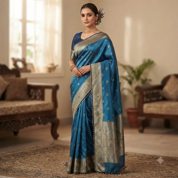 Peacock_Blue_Viral_Ghungroo_Tissue_Silk_Banarasi_Saree