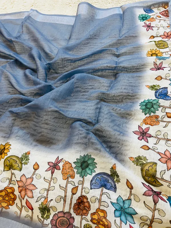 Dusty_Blue__Banarasi_Linen_Cotton_Saree_with_Elegant_Floral_Digital_Print