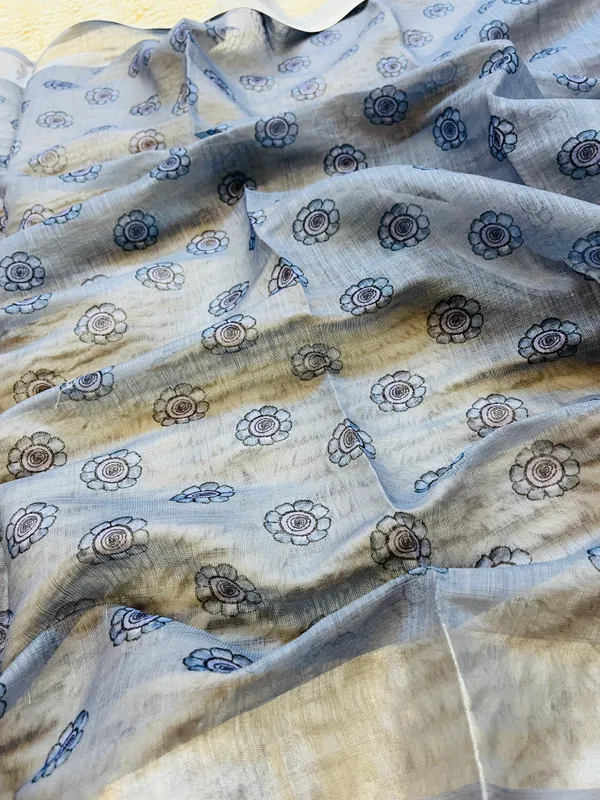 Dusty_Blue__Banarasi_Linen_Cotton_Saree_with_Elegant_Floral_Digital_Print