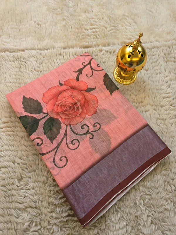 Dusty_Pink__Banarasi_Linen_Cotton_Saree_with_Elegant_Floral_Digital_Print