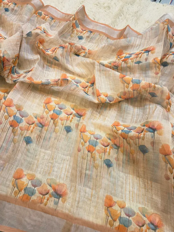 Beige_Banarasi_Linen_Cotton_Saree_with_Elegant_Floral_Digital_Print