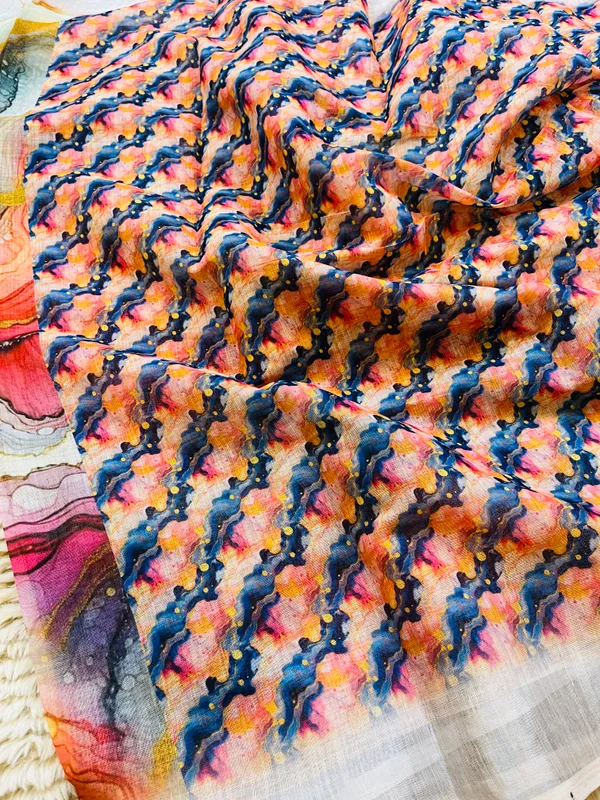Multicolor_Banarasi_Linen_Cotton_Saree_with_Fluid_Marble_Geode_Digital_Print