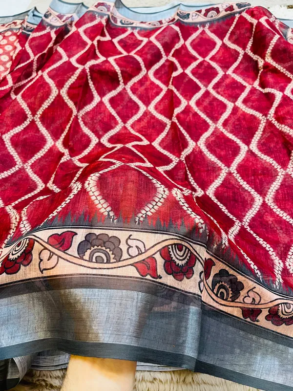Maroon__Banarasi_Linen_Cotton_Saree_with_Elegant_Floral_Digital_Print