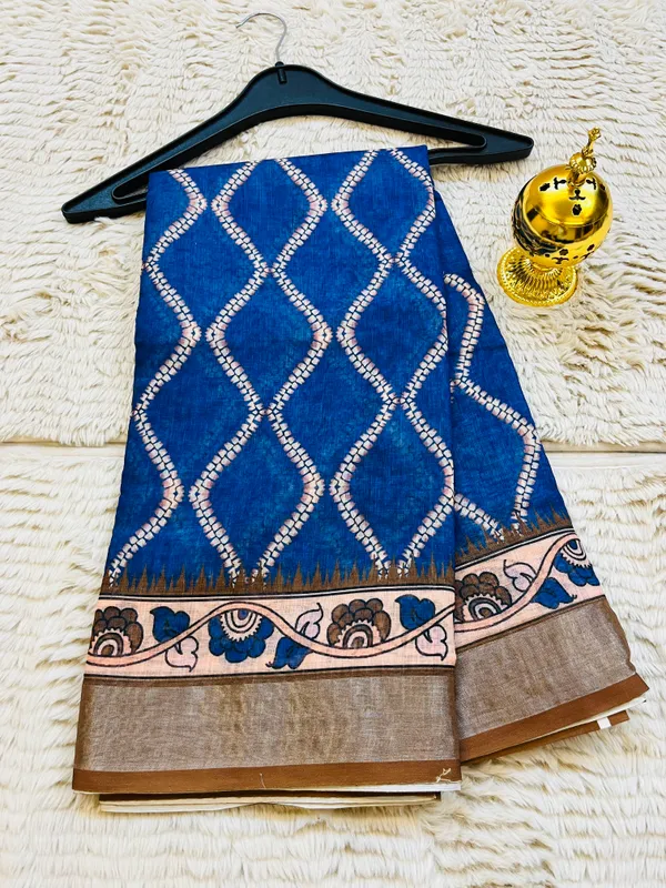 Royal_Blue__Banarasi_Linen_Cotton_Saree_with_Elegant_Floral_Digital_Print