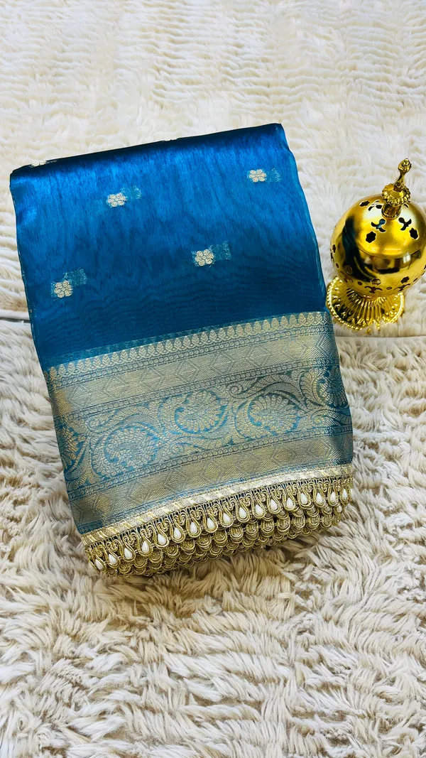 Blue_Tissue_Silk_Zari_Buti_Lace_Border_Banarasi_Saree_For_Women