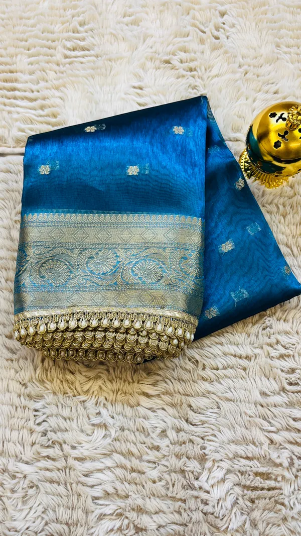 Blue_Tissue_Silk_Zari_Buti_Lace_Border_Banarasi_Saree_For_Women