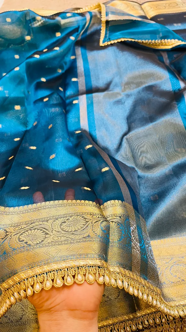 Blue_Tissue_Silk_Zari_Buti_Lace_Border_Banarasi_Saree_For_Women