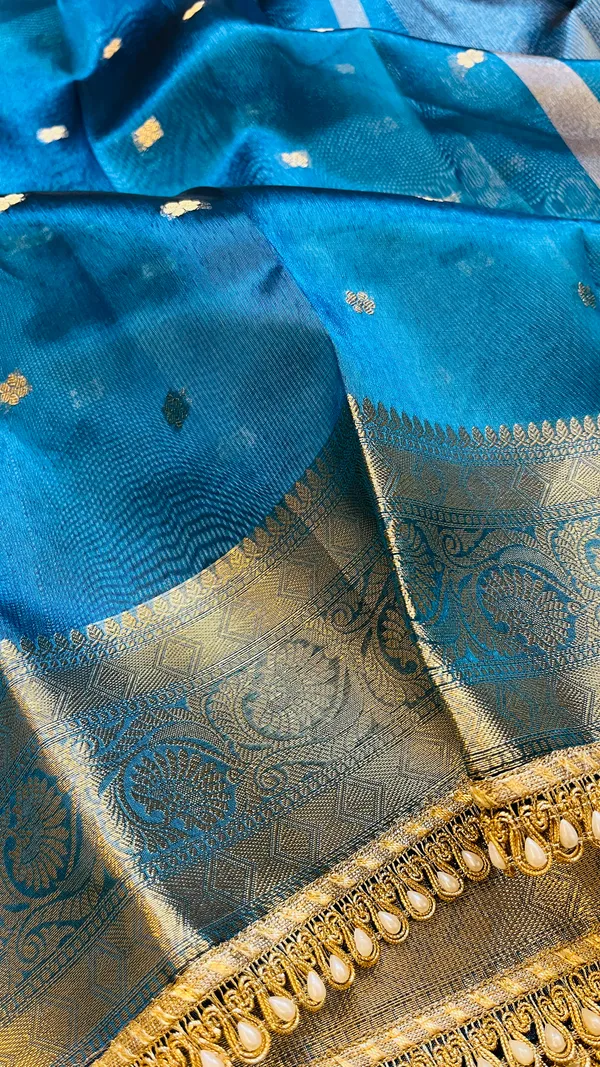 Blue_Tissue_Silk_Zari_Buti_Lace_Border_Banarasi_Saree_For_Women