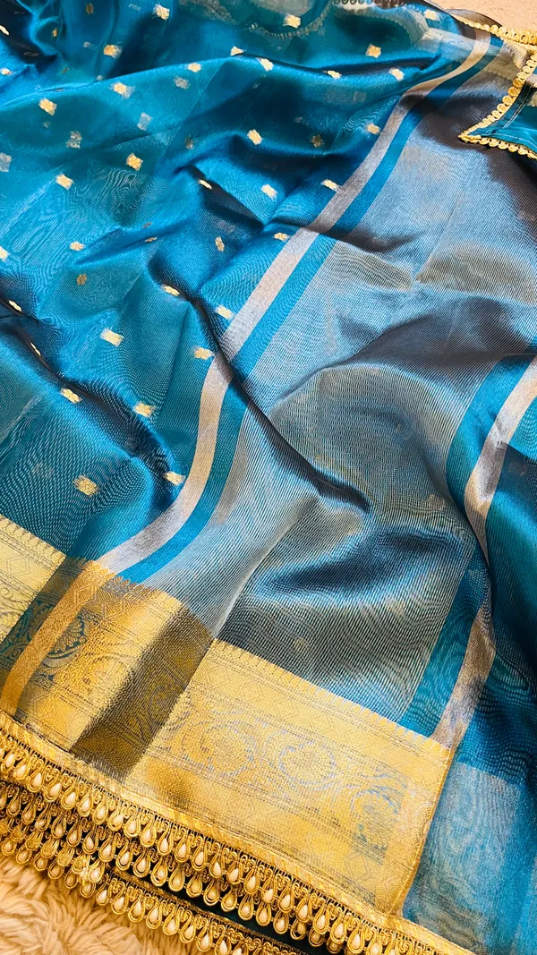 Blue_Tissue_Silk_Zari_Buti_Lace_Border_Banarasi_Saree_For_Women