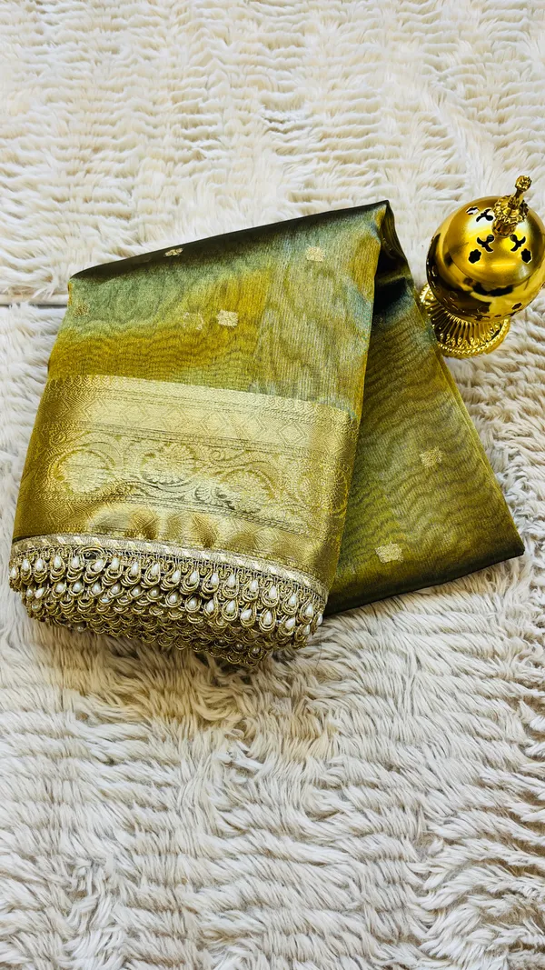 Olive_Tissue_Silk_Zari_Buti_Lace_Border_Banarasi_Saree_For_Women
