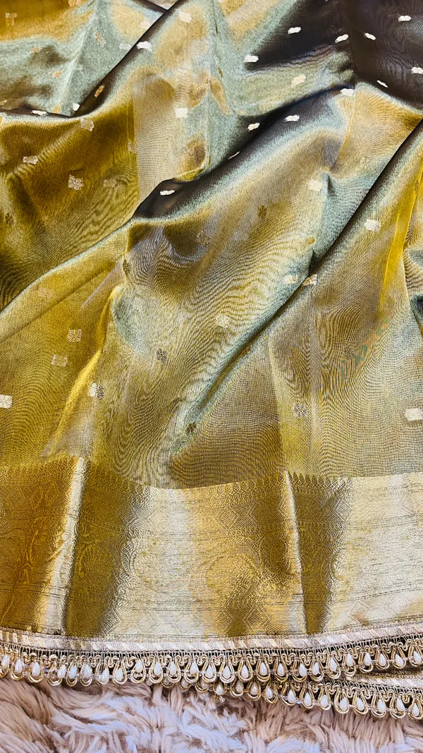 Olive_Tissue_Silk_Zari_Buti_Lace_Border_Banarasi_Saree_For_Women