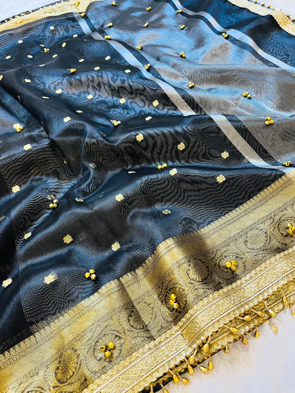 Black_Viral_Ghungroo_Tissue_Silk_Banarasi_Saree