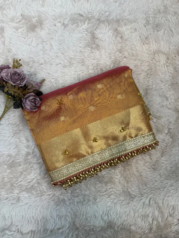 Dhoop-Chhaon_Rose_Gold_Viral_Ghungroo_Tissue_Silk_Banarasi_Saree