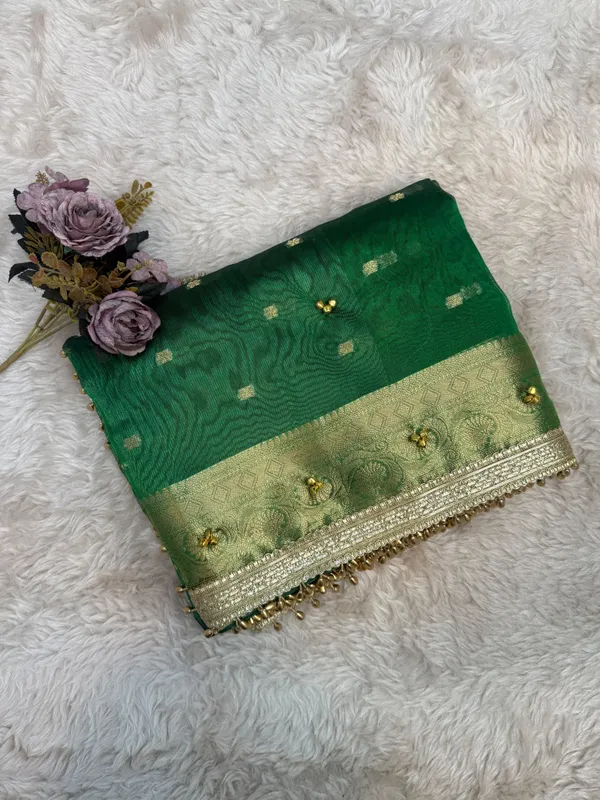 Emerald_Green_Viral_Ghungroo_Tissue_Silk_Banarasi_Saree