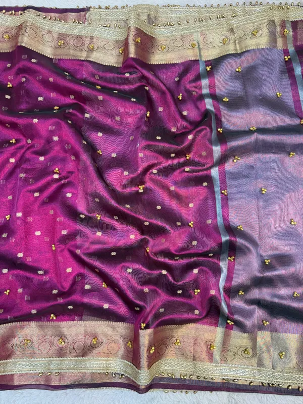 Magenta_Viral_Ghungroo_Tissue_Silk_Banarasi_Saree