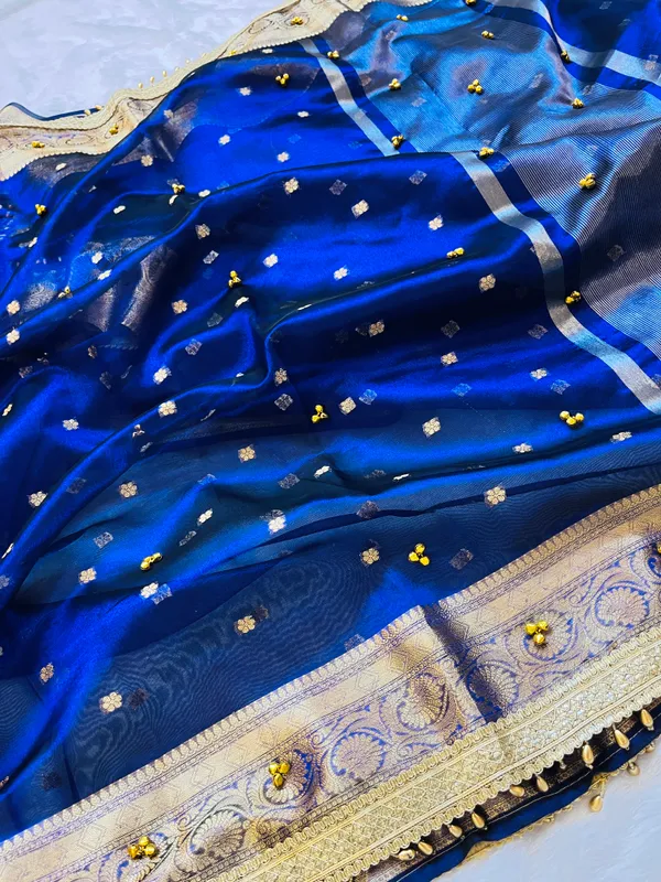 Navy_Blue_Viral_Ghungroo_Tissue_Silk_Banarasi_Saree