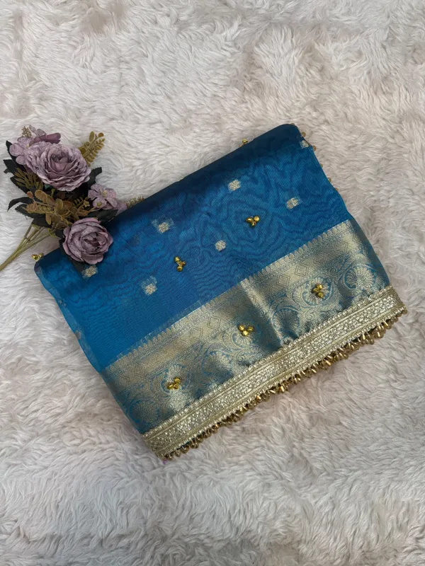 Peacock_Blue_Viral_Ghungroo_Tissue_Silk_Banarasi_Saree