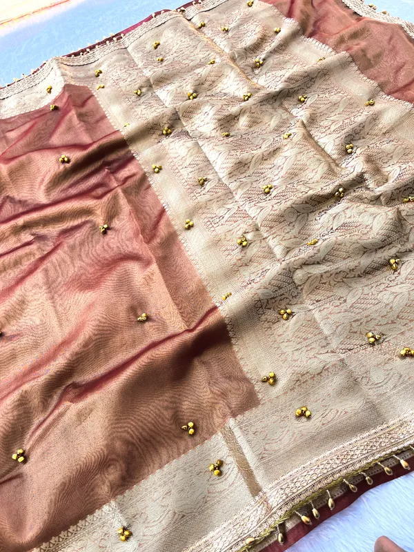 Bronze_Viral_Ghungroo_Tissue_Silk_Saree_with_Banarasi_Zari_Woven_Pallu
