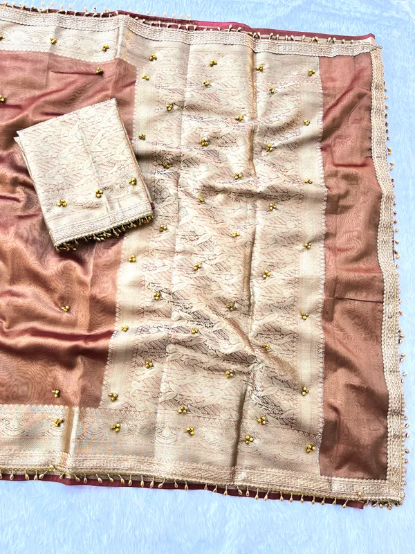 Bronze_Viral_Ghungroo_Tissue_Silk_Saree_with_Banarasi_Zari_Woven_Pallu