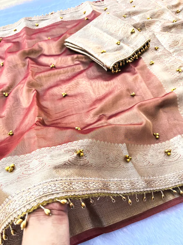 Bronze_Viral_Ghungroo_Tissue_Silk_Saree_with_Banarasi_Zari_Woven_Pallu