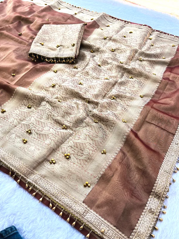Bronze_Viral_Ghungroo_Tissue_Silk_Saree_with_Banarasi_Zari_Woven_Pallu