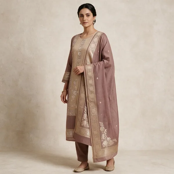 Dusty_Rose_Banarasi_Viscose_Silk_Unstitched_Suit_Set_For_Women