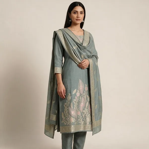 Sage_Green_Banarasi_Viscose_Silk_Unstitched_Suit_Set_For_Women