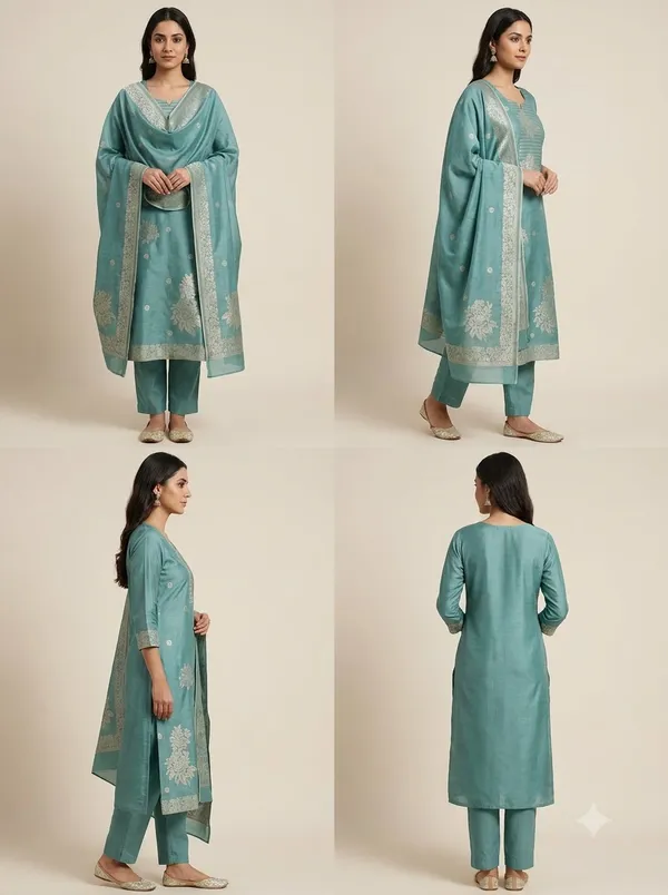 Sea_Green_Banarasi_Viscose_Silk_Unstitched_Suit_Set_For_Women