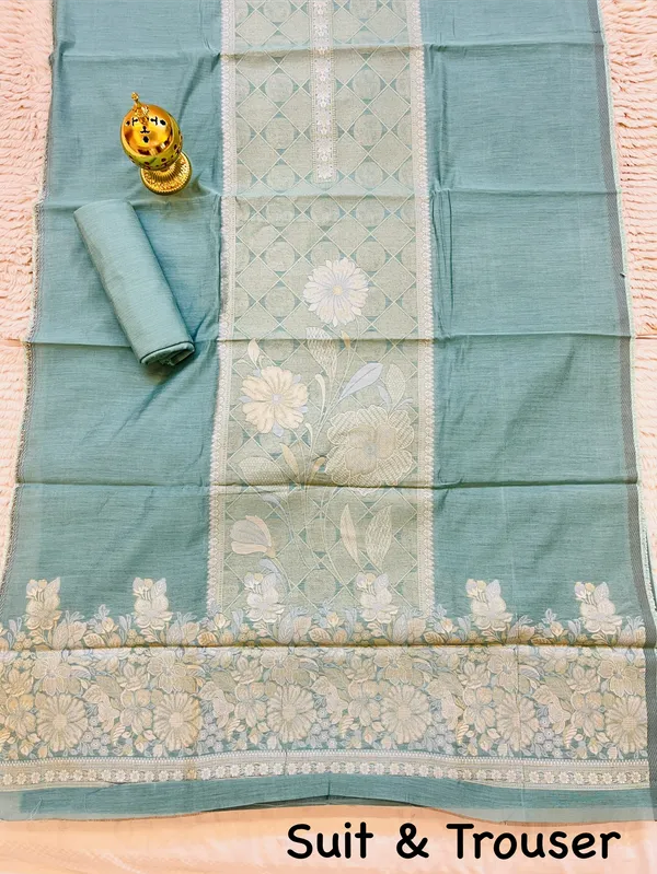 Sea_Green_Banarasi_Viscose_Silk_Unstitched_Suit_Set_For_Women