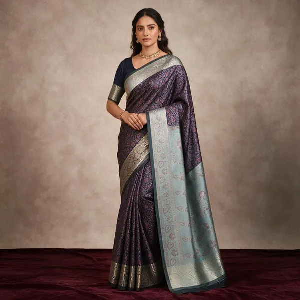 Navy_Blue_Soft_Silk_Jamdani_Tanchoi_Zari_Border_Saree_For_Women