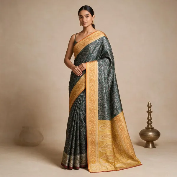 Bottle_Green_Soft_Silk_Banarasi_Jamdani_Tanchui_Saree_For_Women