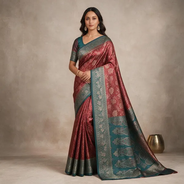 Crimson_Red_Soft_Silk_Banarasi_Jamdani_Tanchui_Saree_For_Women