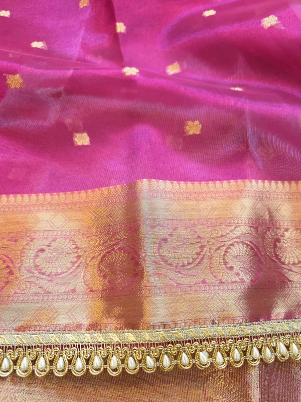 Rani_Pink_Tissue_Silk_Zari_Buti_Lace_Border_Banarasi_Saree_For_Women