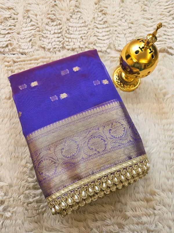 Violet_Tissue_Silk_Zari_Buti_Lace_Border_Banarasi_Saree_For_Women