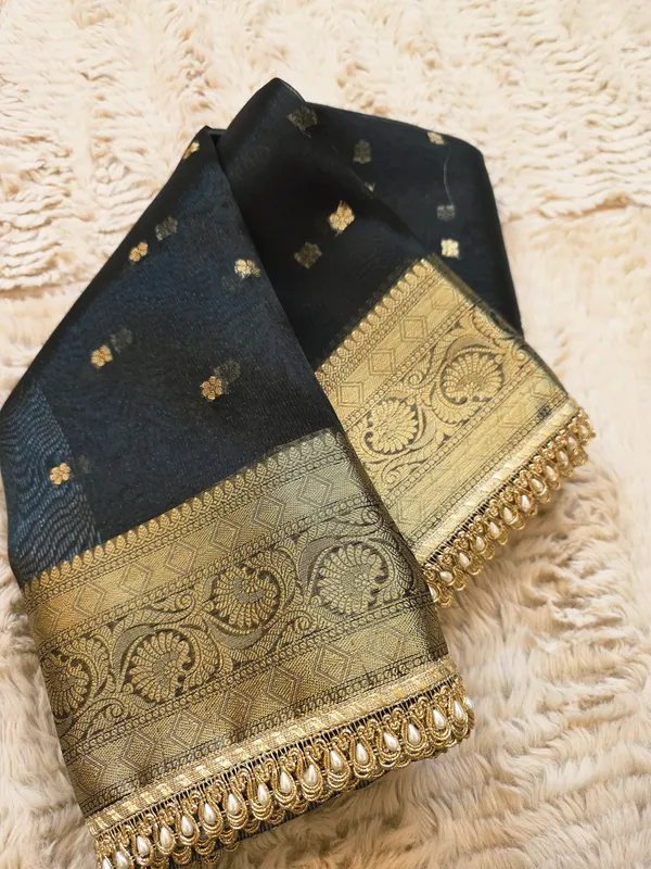 Black_Tissue_Silk_Zari_Buti_Lace_Border_Banarasi_Saree_For_Women