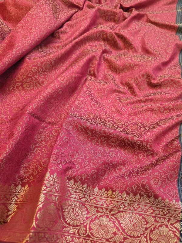 Rani_Pink_Soft_Silk_Jamdani_Tanchoi_Zari_Border_Saree_For_Women