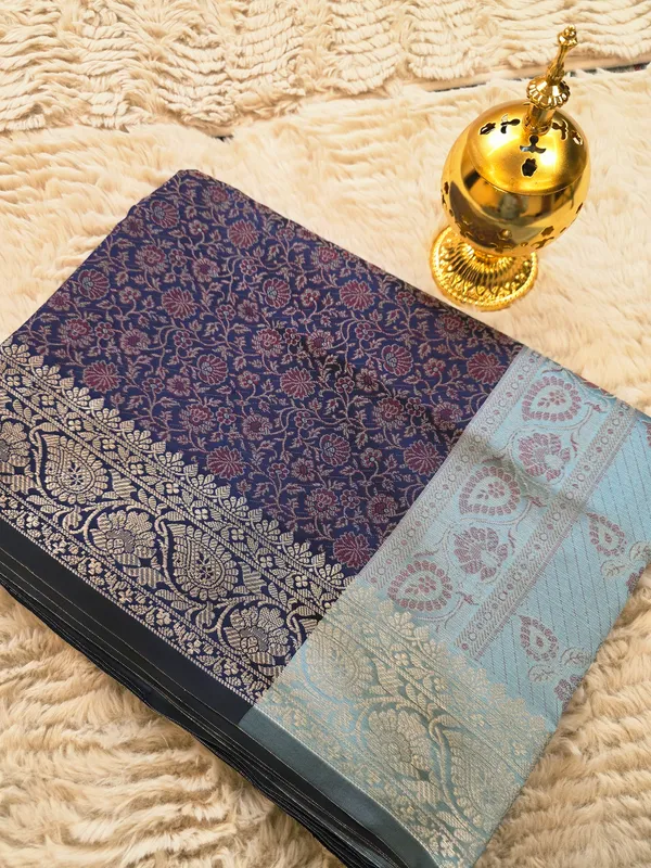 Navy_Blue_Soft_Silk_Jamdani_Tanchoi_Zari_Border_Saree_For_Women