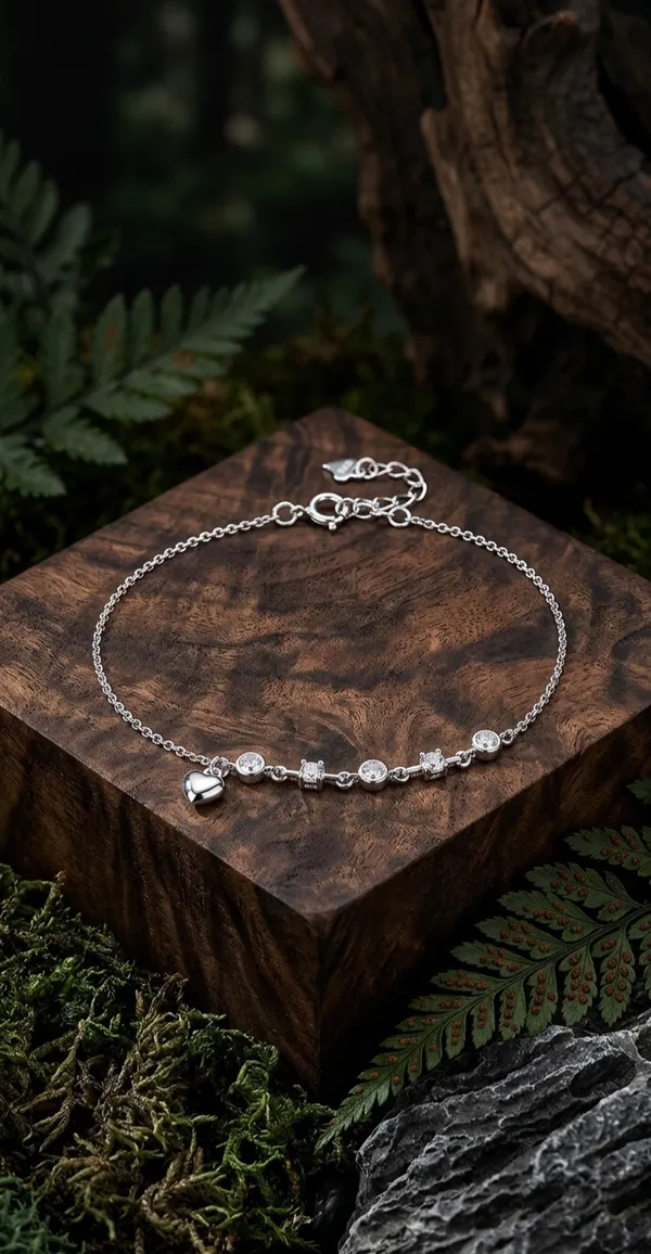 Silver_Heart_Crystal_Charm_925_Silver_Bracelet_925_Sterling_Silver