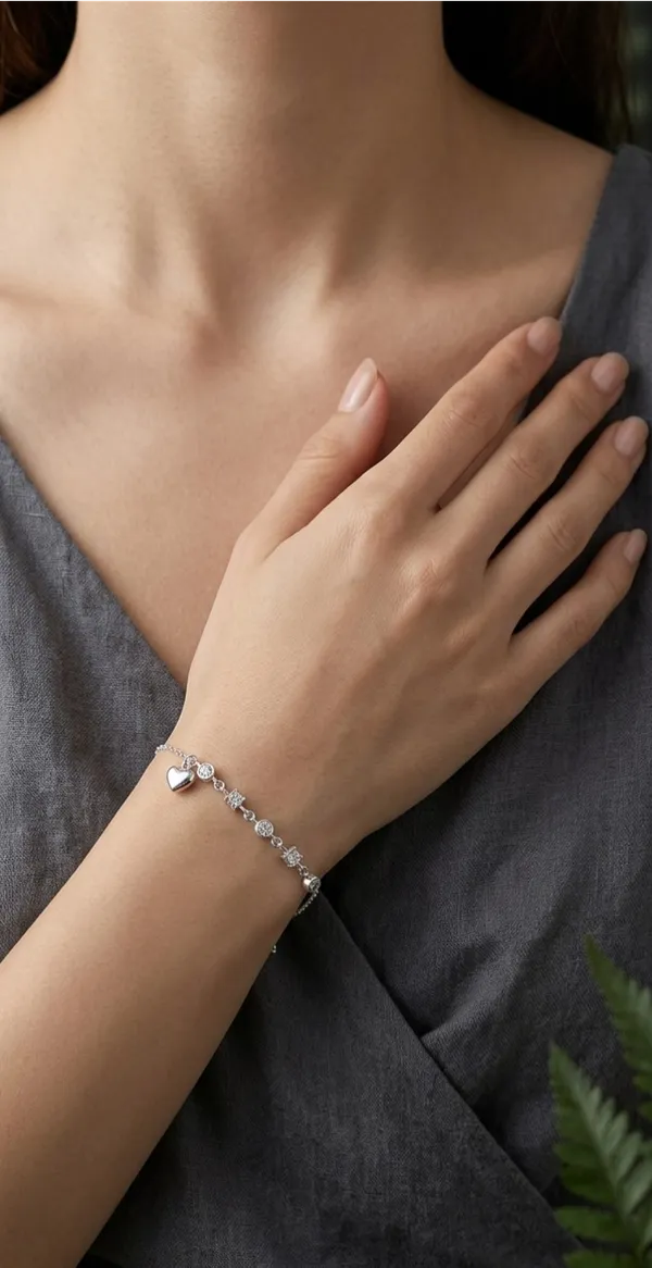 Silver_Heart_Crystal_Charm_925_Silver_Bracelet_925_Sterling_Silver