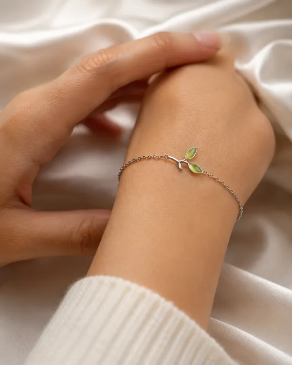 Enchanted_Green_Leaf_925_Silver_Bracelet_925_Sterling_Silver