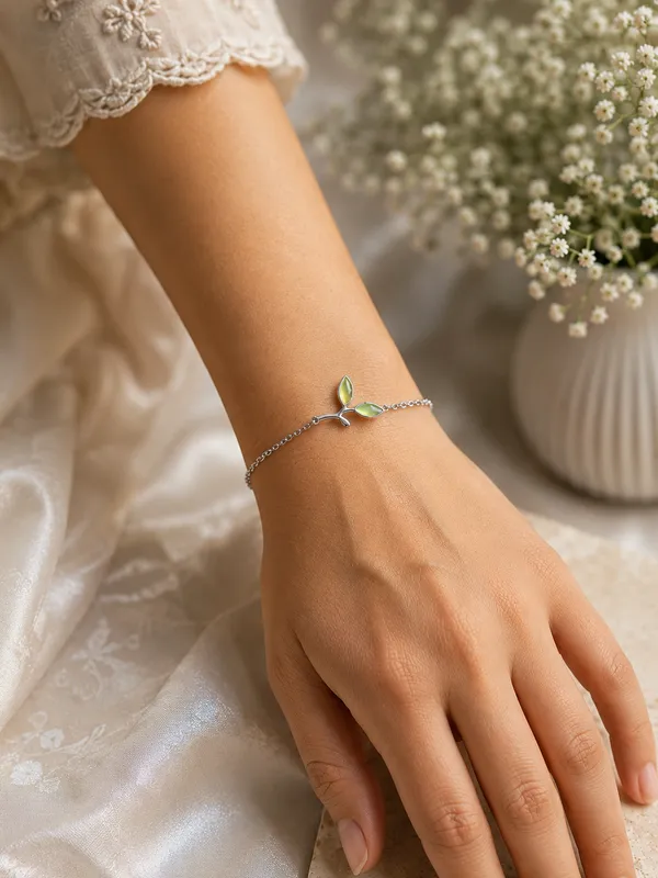 Enchanted_Green_Leaf_925_Silver_Bracelet_925_Sterling_Silver