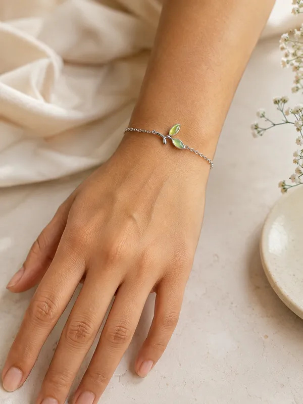 Enchanted_Green_Leaf_925_Silver_Bracelet_925_Sterling_Silver