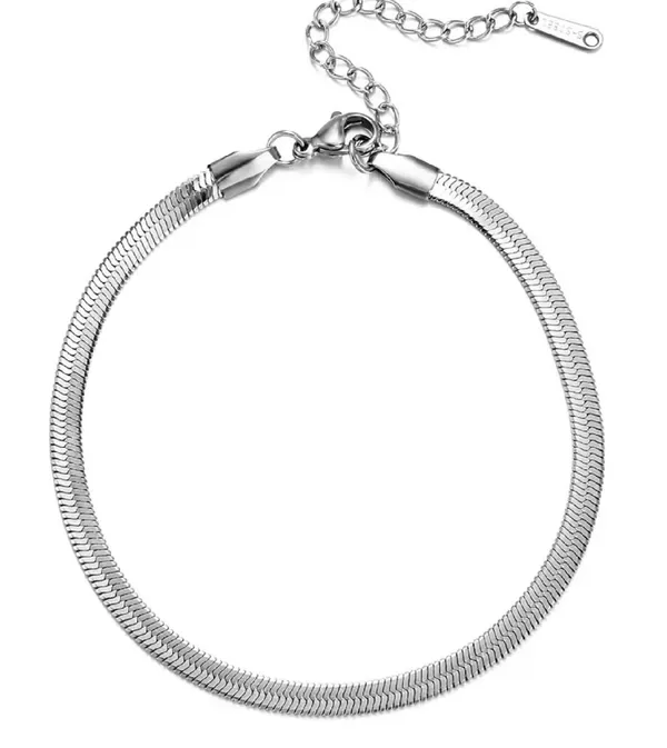 Silver_Tone_Snake_Chain_Ankelt