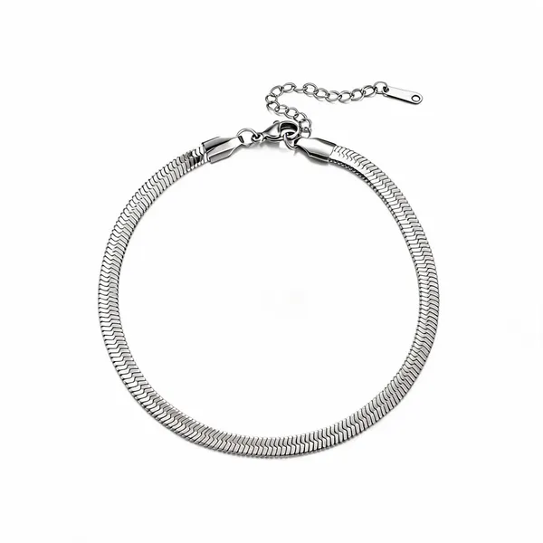 Silver_Tone_Snake_Chain_Ankelt