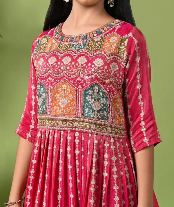 Festive_Pink_Anarkali_Suit_With_Intricate_Print_Net_Dupatta_Rani_Pink